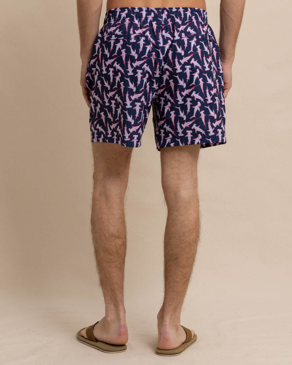 The back view of the Southern Tide Nailed It Swim Trunk by Southern Tide - Dress Blue