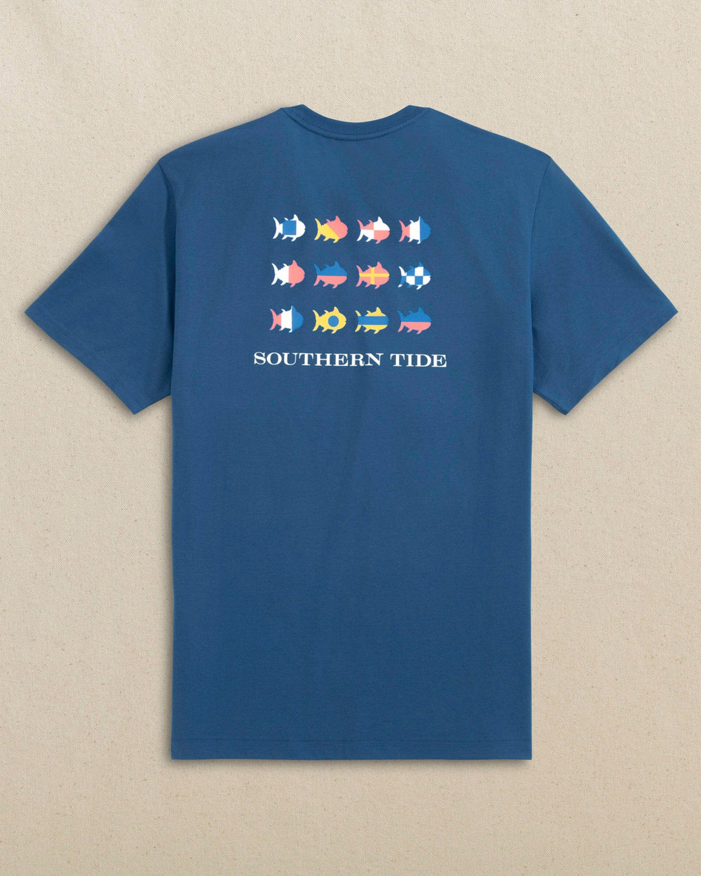 The back view of the Southern Tide Nautical Flags Short Sleeve T-Shirt by Southern Tide - Nautical Blue