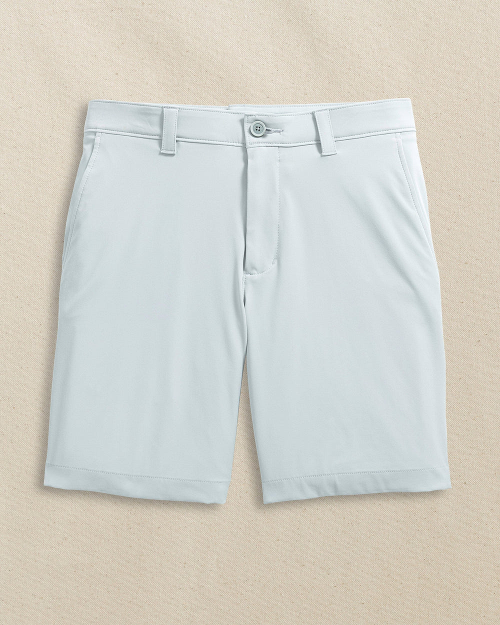 The front view of the Southern Tide NC State Wolfpack brrr°®-die 8" Performance Short by Southern Tide - Seagull Grey