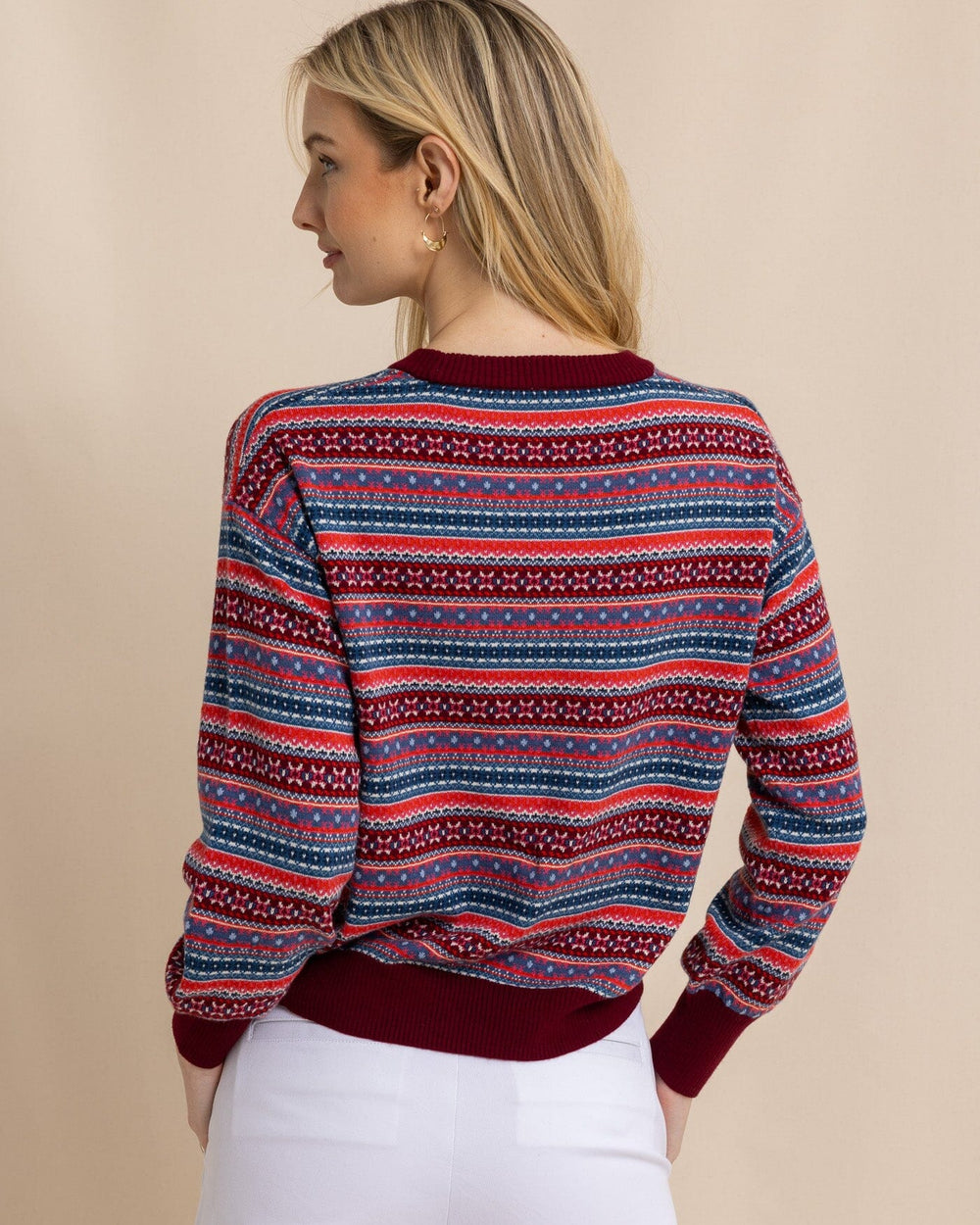 The back view of the Southern Tide Nelle Fair Isle Sweater by Southern Tide - Muscadine