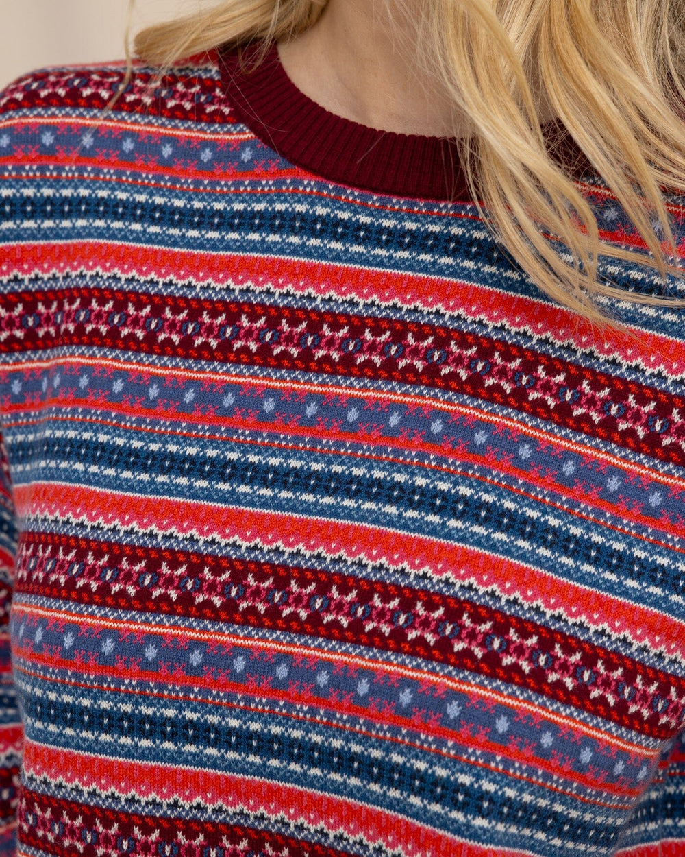 The detail view of the Southern Tide Nelle Fair Isle Sweater by Southern Tide - Muscadine