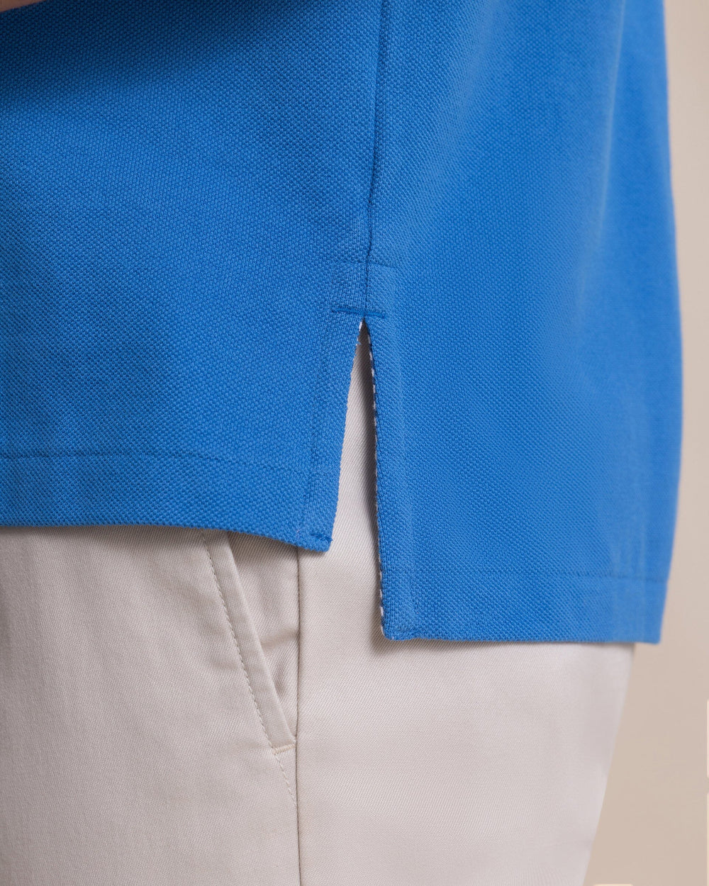 The detail view of the Southern Tide Skipjack Polo Shirt by Southern Tide - Blue Stream