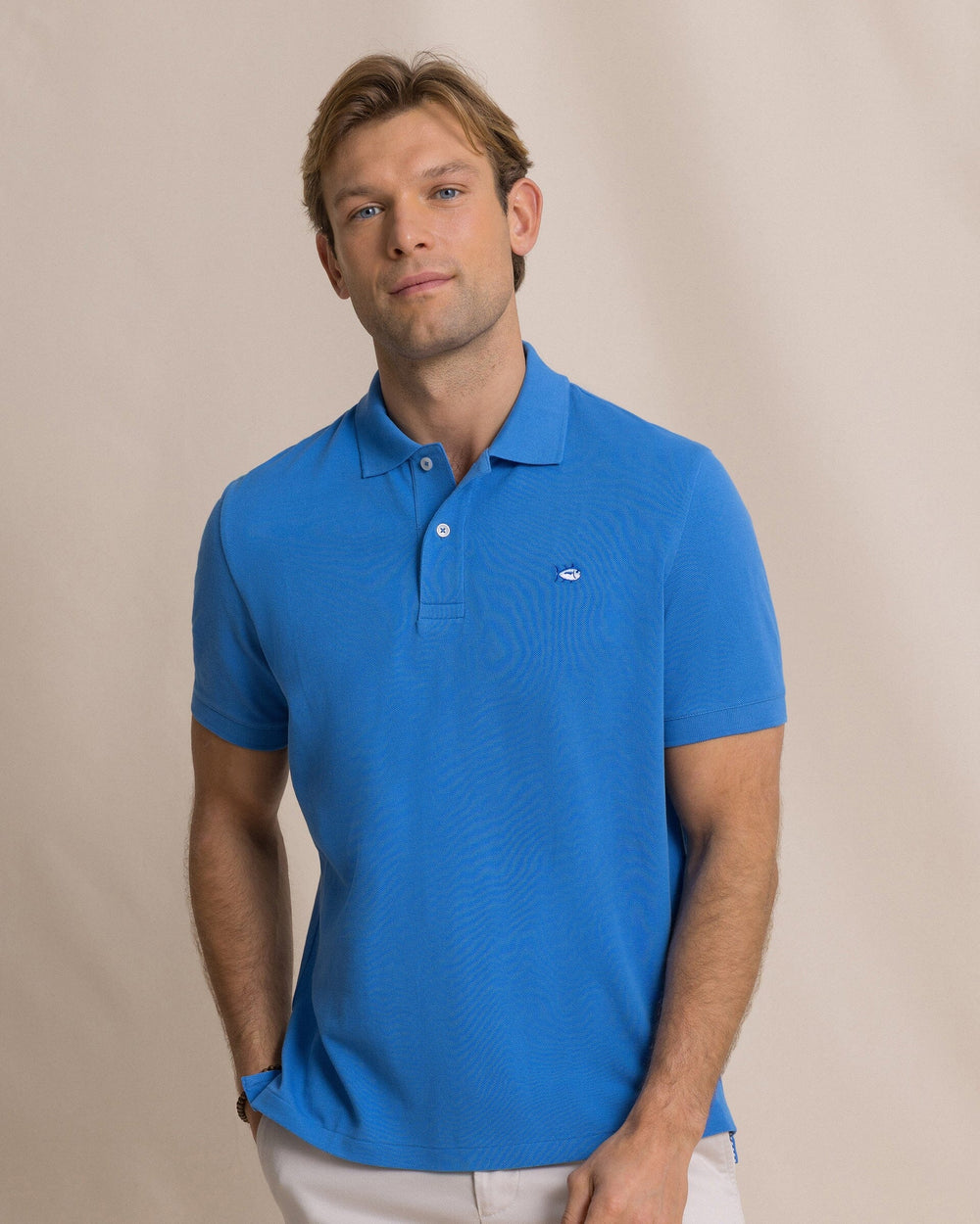 The front view of the Southern Tide Skipjack Polo Shirt by Southern Tide - Blue Stream