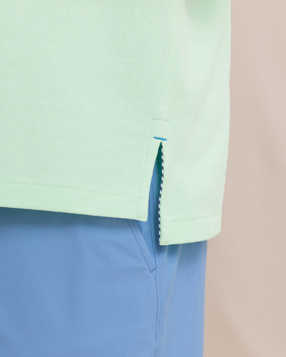 The detail view of the Southern Tide Skipjack Polo Shirt by Southern Tide - Green Ash