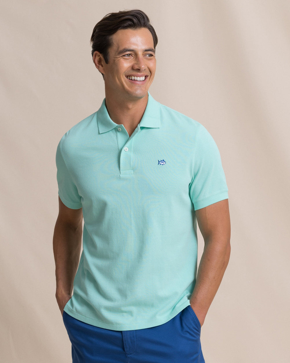 The front view of the Southern Tide Skipjack Polo Shirt by Southern Tide - Gulf Shores