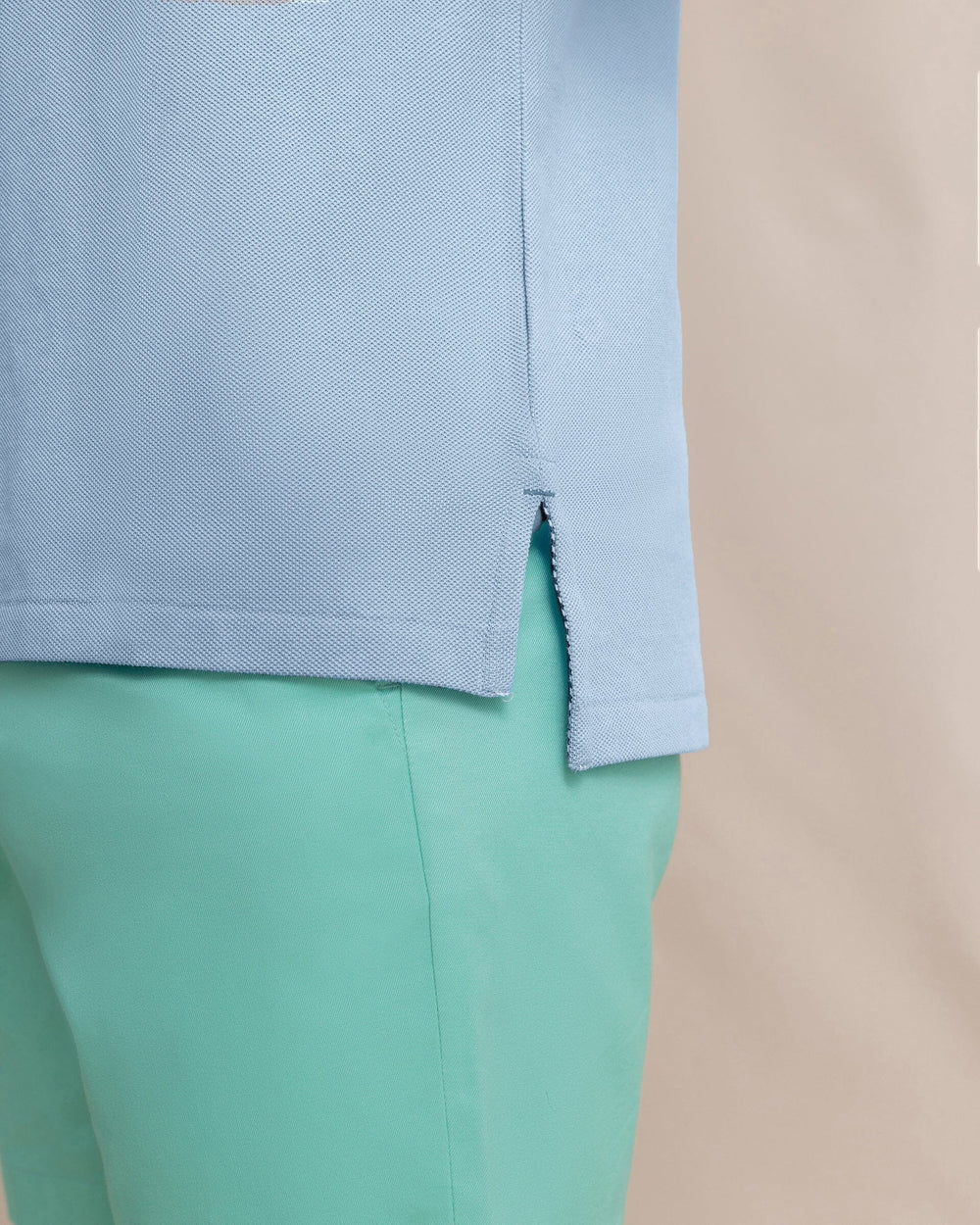 The detail view of the Southern Tide Skipjack Polo Shirt by Southern Tide - Tide Blue