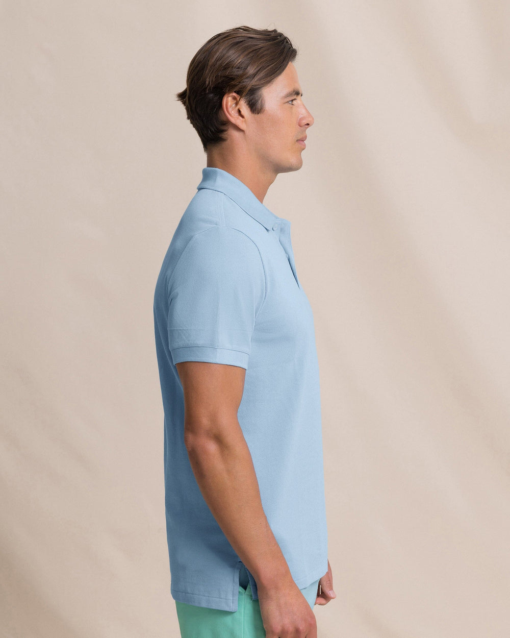 The side view of the Southern Tide Skipjack Polo Shirt by Southern Tide - Tide Blue