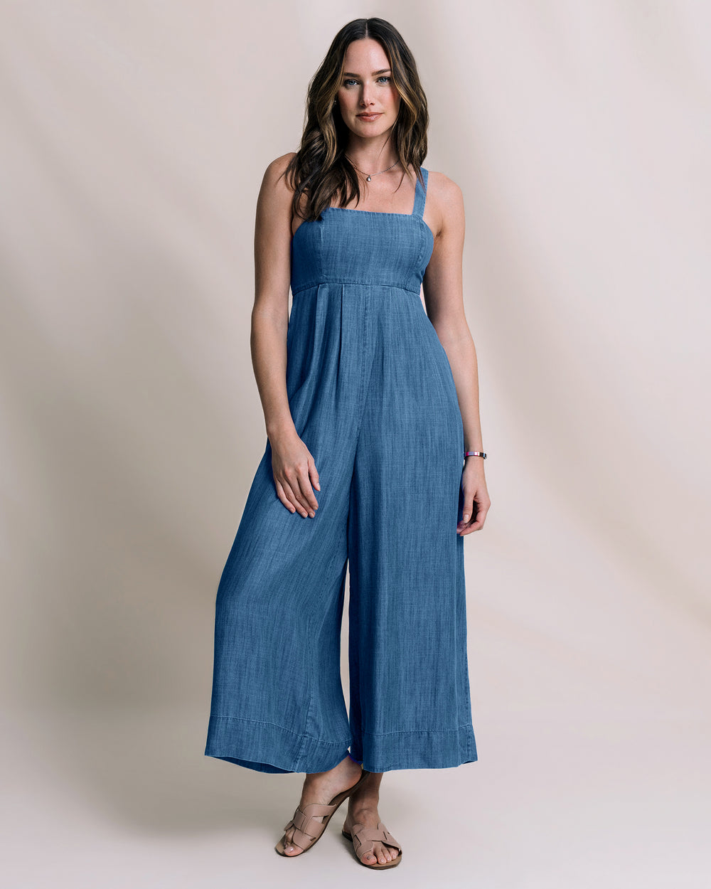 jumpsuit dress denim 'Tier Me Up' Smocked Tiered Denim Jumpsuit Small