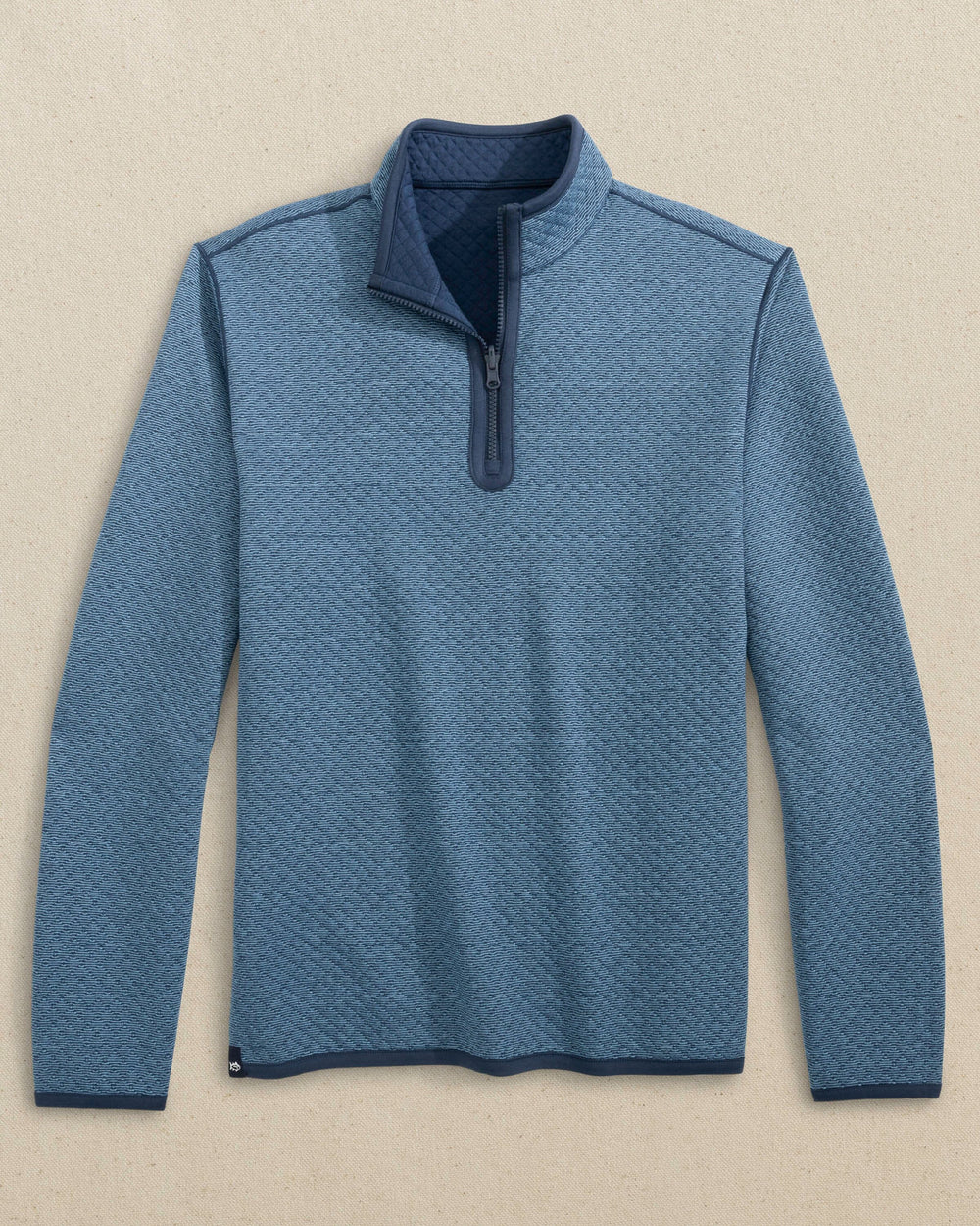 The front view of the Southern Tide Oak Island Reversible Quarter Zip by Southern Tide - Dress Blue