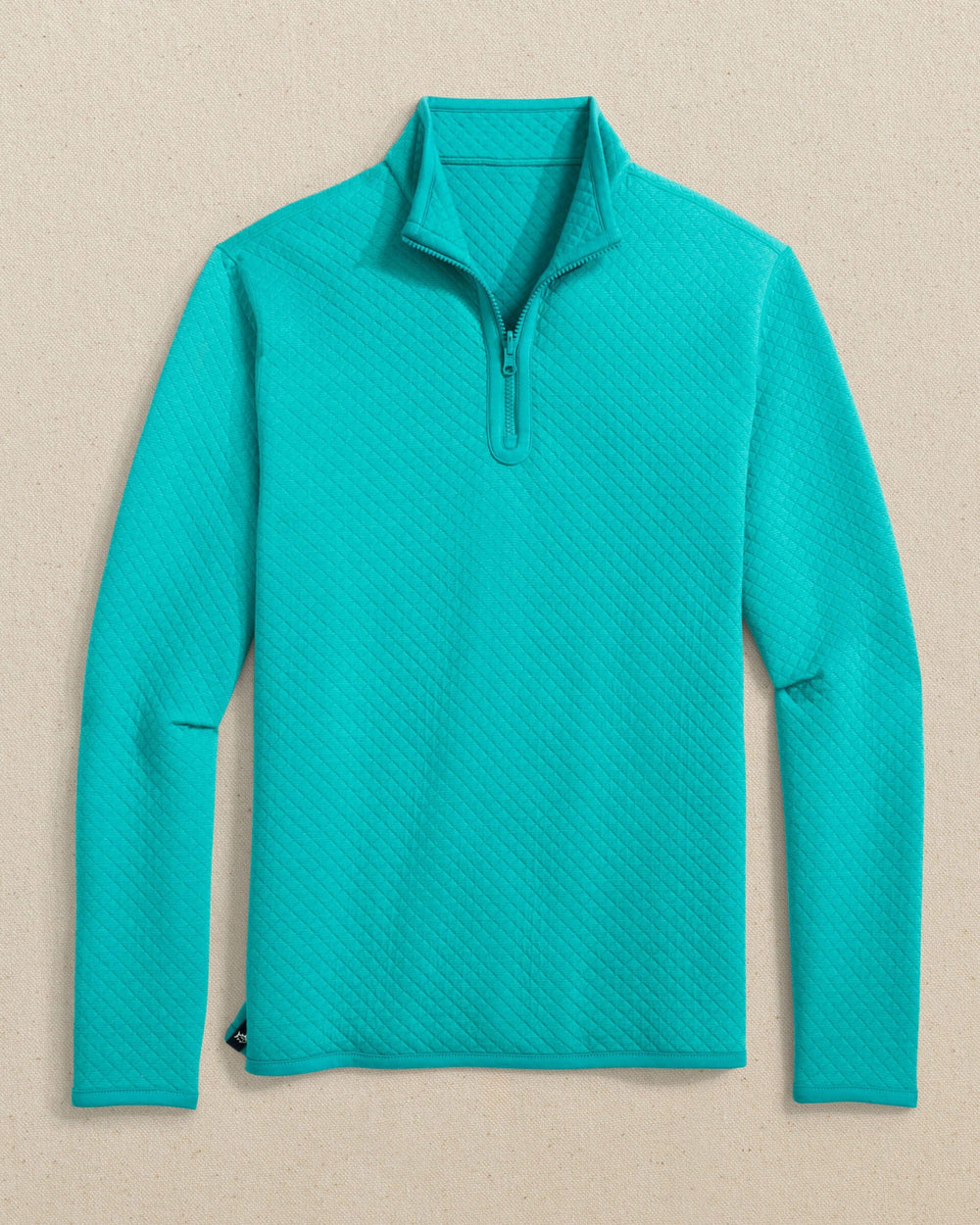 The front reverse view of the Southern Tide Oak Island Reversible Quarter Zip by Southern Tide - Spruce Shade