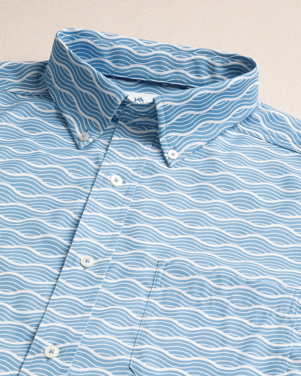 The detail view of the Southern Tide Ocean Echo Coastal Breeze® Short Sleeve Sport Shirt by Southern Tide - Ocean Channel