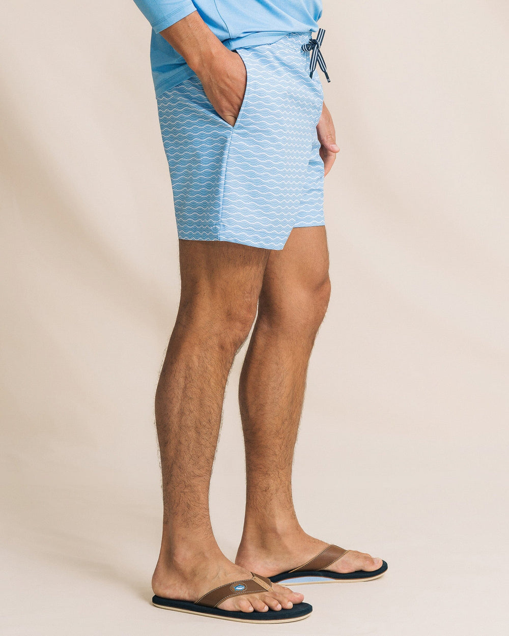 The side view of the Southern Tide Ocean Echo Maritime Swim Trunk by Southern Tide - Ocean Channel