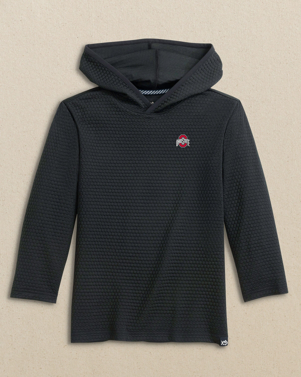 The front view of the Southern Tide Ohio State Buckeyes Boys Scuttle Hoodie by Southern Tide - Caviar Black