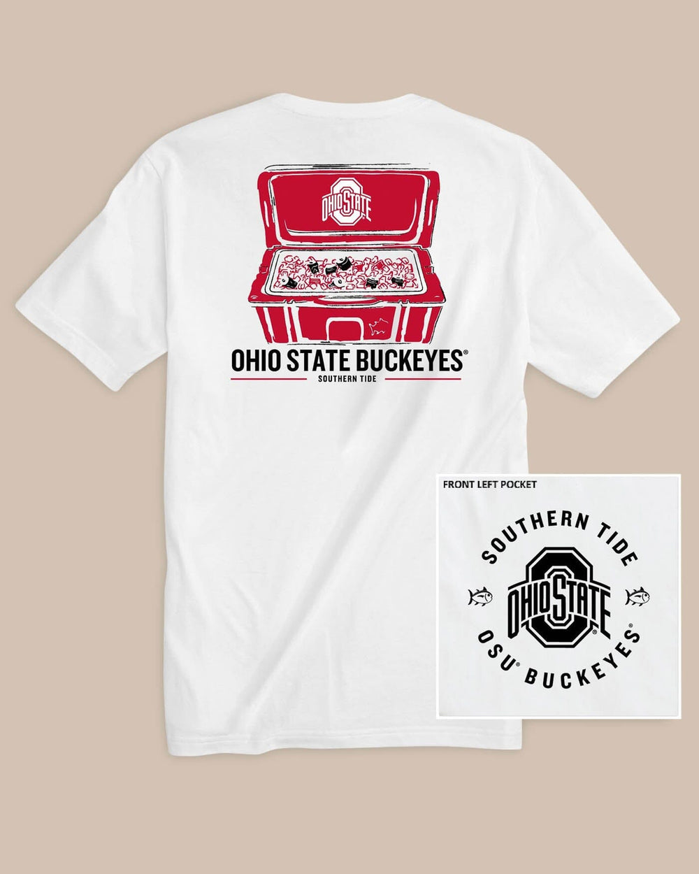 The back of the Men's Ohio State Buckeyes Cooler Short Sleeve T-Shirt - Classic White