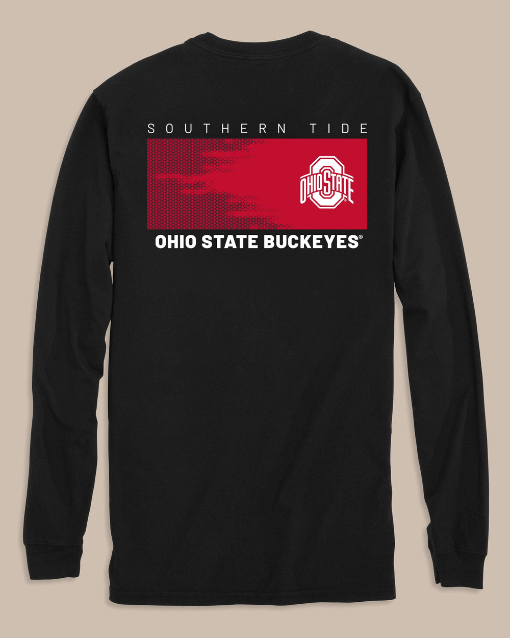 The back view of the Ohio State Buckeyes Gameday Hexagon Gradient T-Shirt by Southern Tide - Black