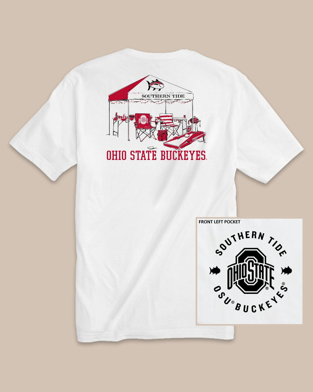 The back view of the Ohio State Buckeyes Tailgate Time T-Shirt by Southern Tide - Classic White