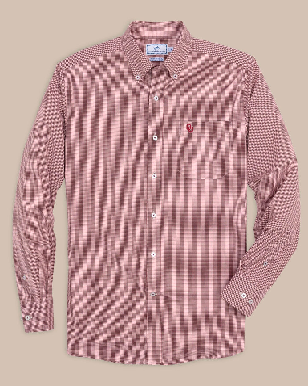 Oklahoma Sooners Gingham Button Down Shirt C_Sportshirts Southern Tide 