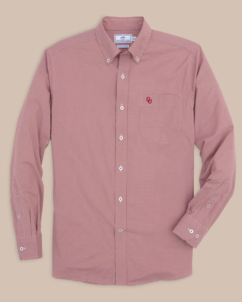 oklahoma sooners dress shirt Cutter & Buck Oklahoma Sooners Easy Care Stretch Gingham Mens Big & Tall Long Sleeve Button Down Shirt in Charcoal