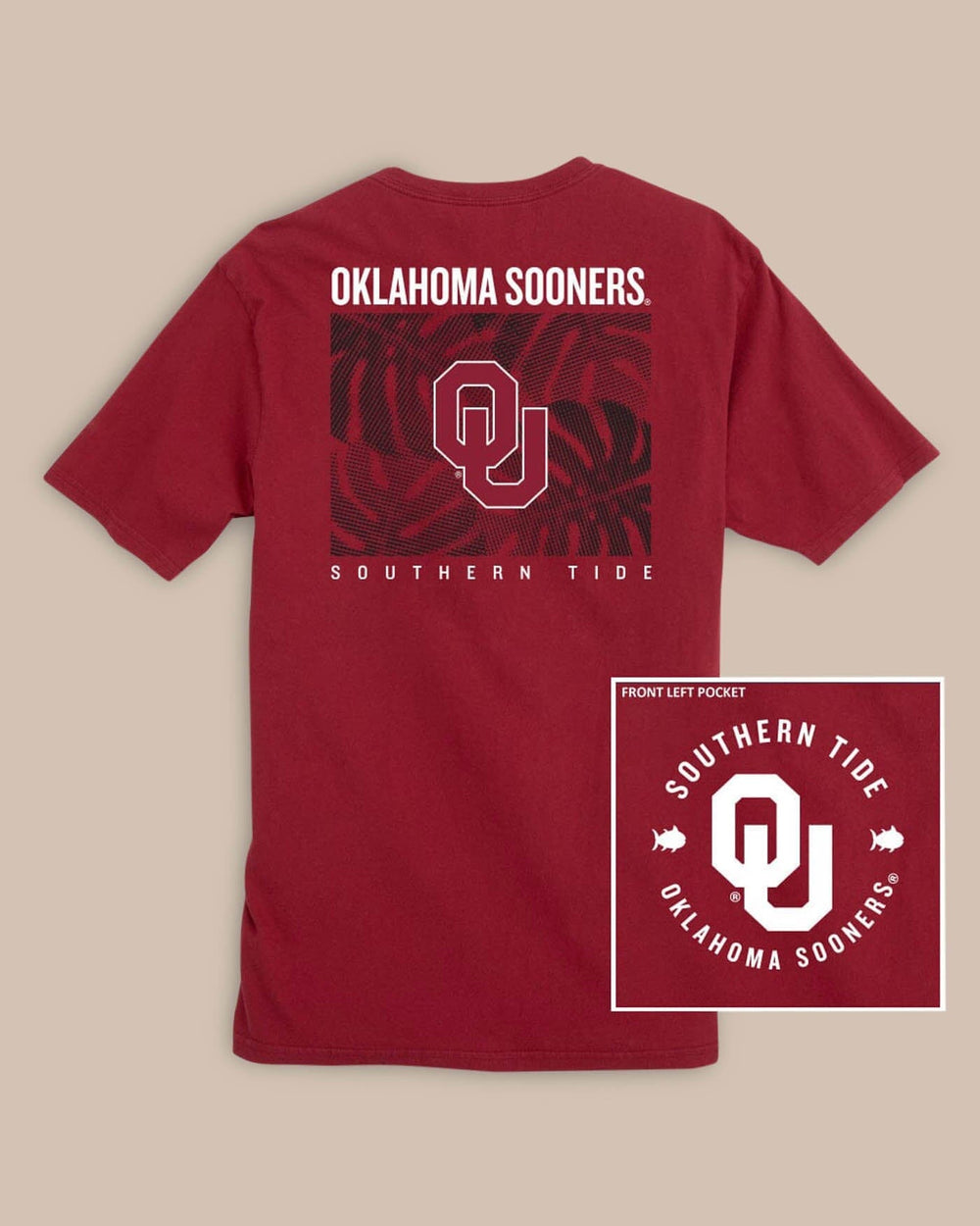Oklahoma Sooners Halftone Monstera T-Shirt C_T-Shirts Southern Tide 