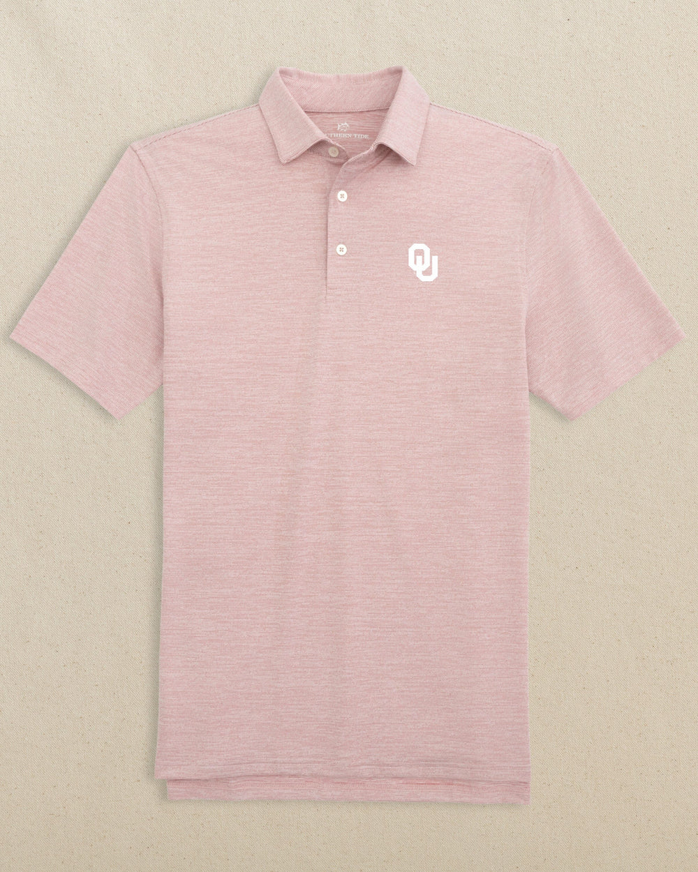 Oklahoma Sooners White Logo Driver Spacedye Polo Shirt C_Polo Shirts Southern Tide 
