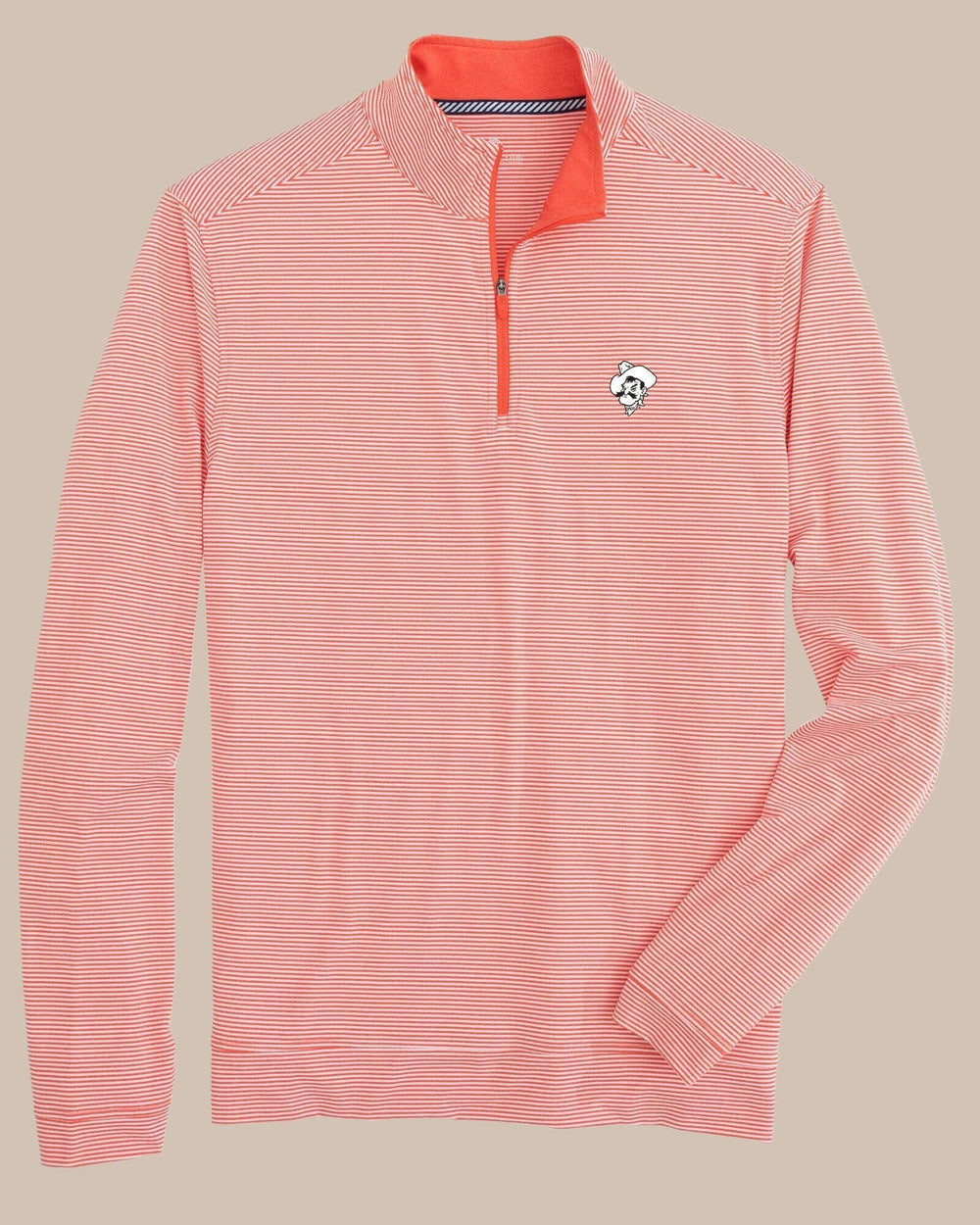 Oklahoma State Cowboys Cruiser Micro-Stripe Heather Quarter Zip C_Outerwear Southern Tide 