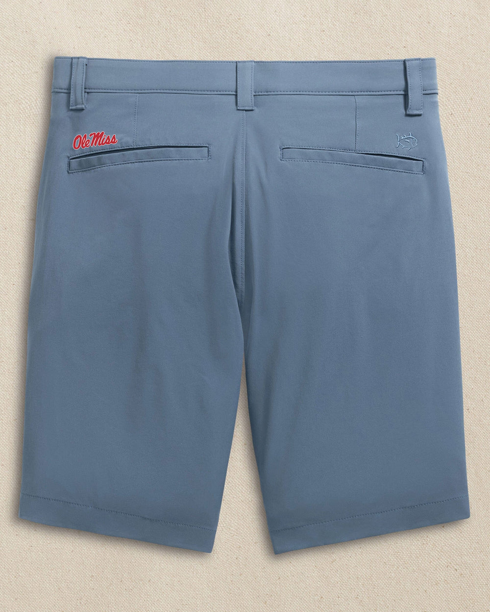 The back view of the Southern Tide Ole Miss Rebels brrr°®-die 8" Performance Short by Southern Tide - Dark Seas