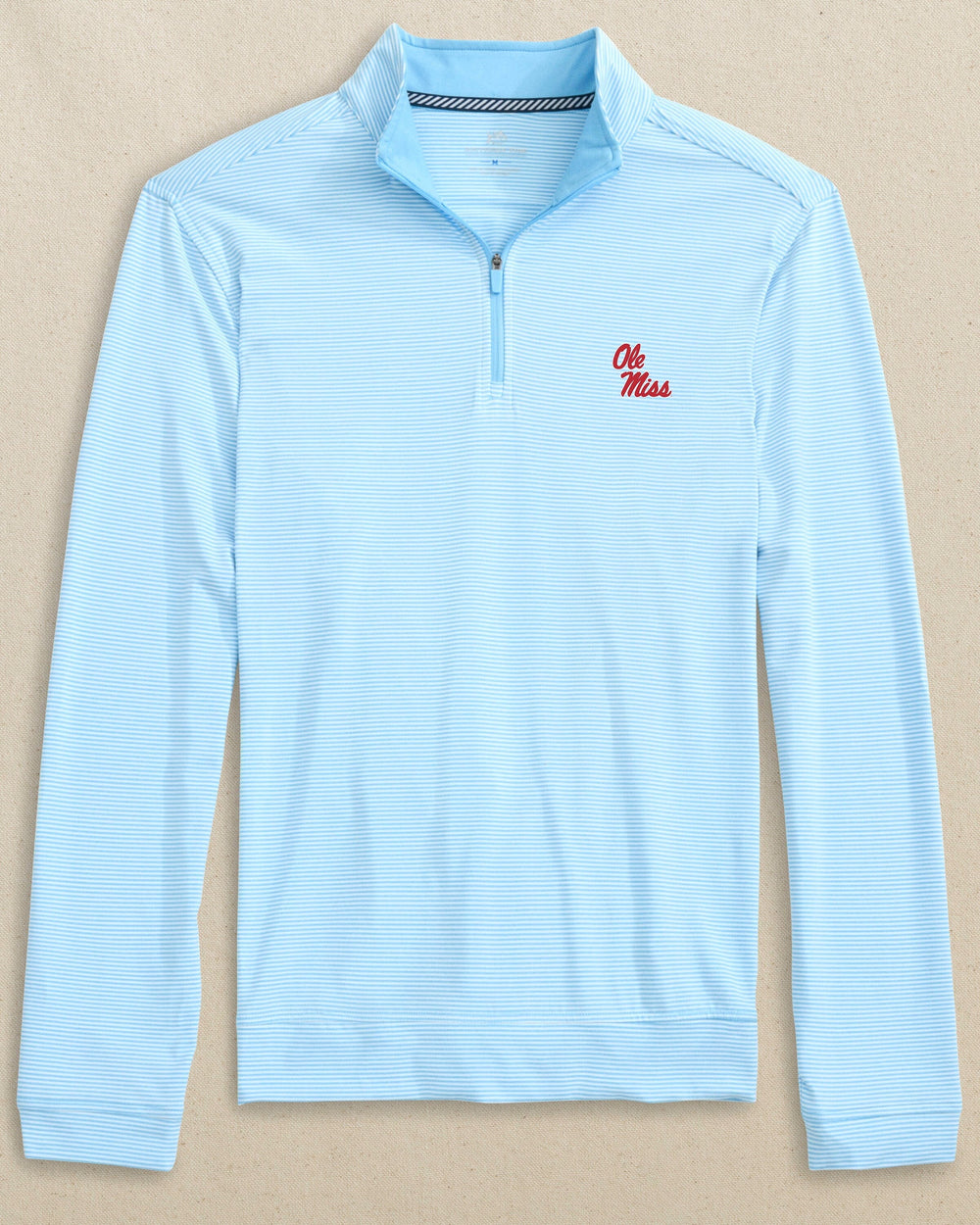 Ole Miss Rebels Cruiser Micro-Stripe Heather Quarter Zip C_Outerwear Southern Tide 