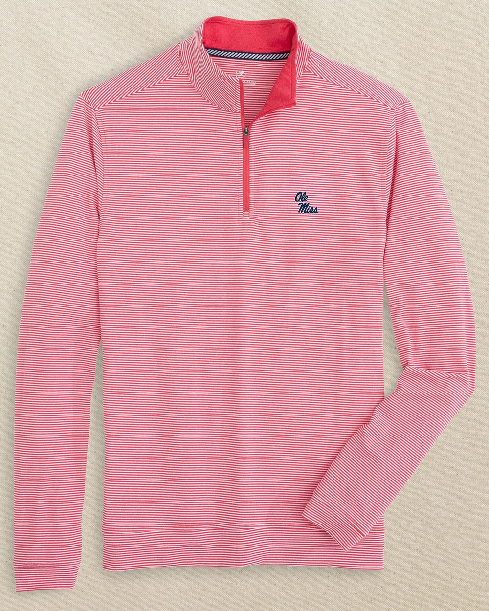Ole Miss Rebels Cruiser Micro-Stripe Heather Quarter Zip C_Outerwear Southern Tide 