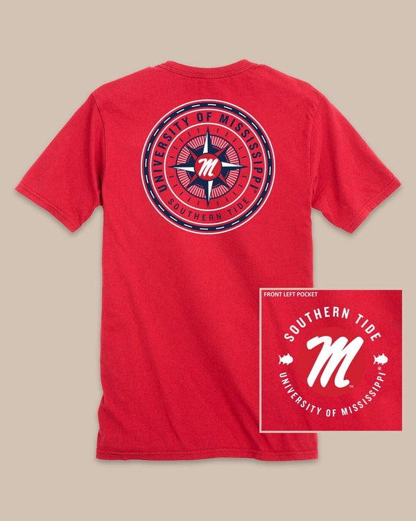 The back view of the Ole Miss Rebels Gameday Collegiate Compass T-Shirt by Southern Tide - Varsity Red