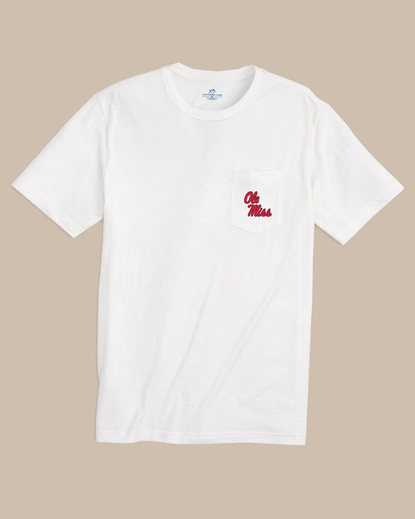 The front view of the Southern Tide Ole Miss Rebels Gameday Embroidered Short Sleeve T-Shirt by Southern Tide - Classic White