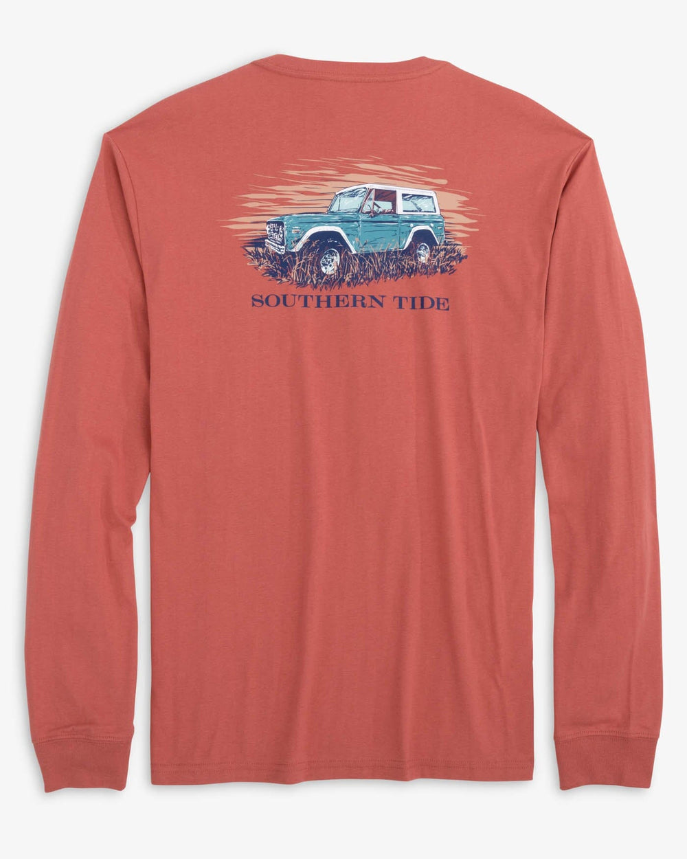 The back view of the Southern Tide On Board For Off Roads T-Shirt by Southern Tide - Dusty Coral