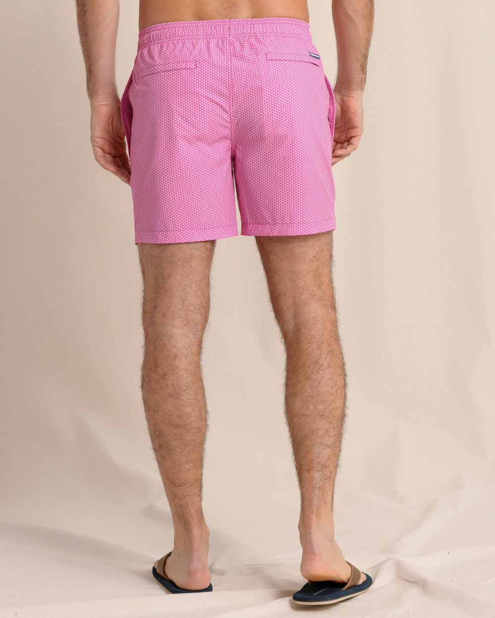 The back view of the Southern Tide On The Ball Swim Trunk by Southern Tide - Very Berry