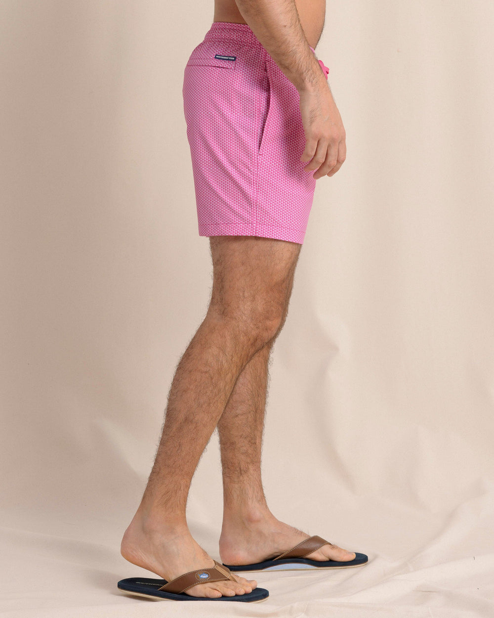 The side view of the Southern Tide On The Ball Swim Trunk by Southern Tide - Very Berry