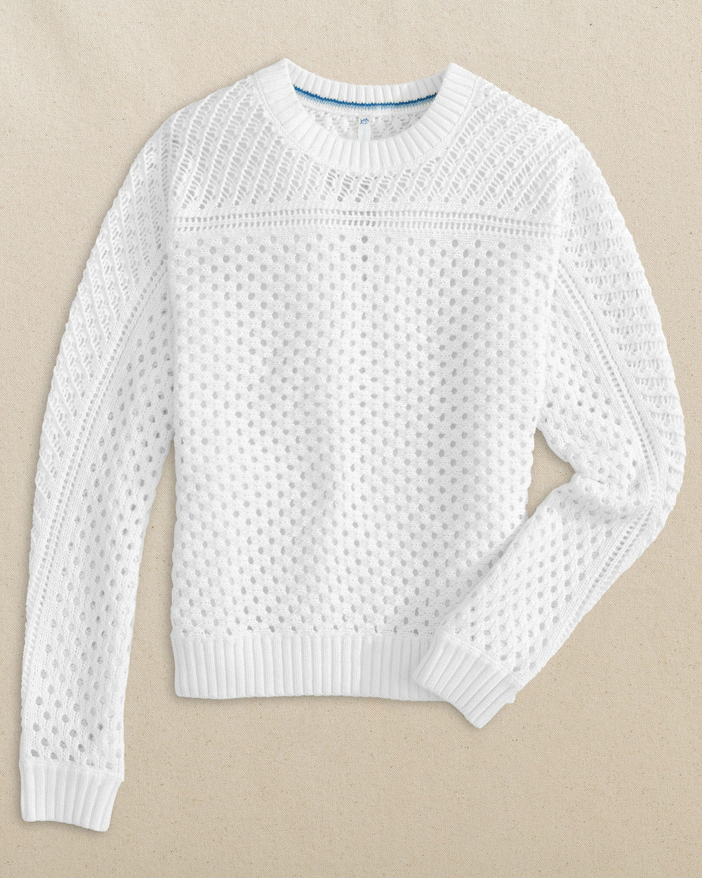The front view of the Southern Tide Ophelia Open Stitch Sweater by Southern Tide - Classic White