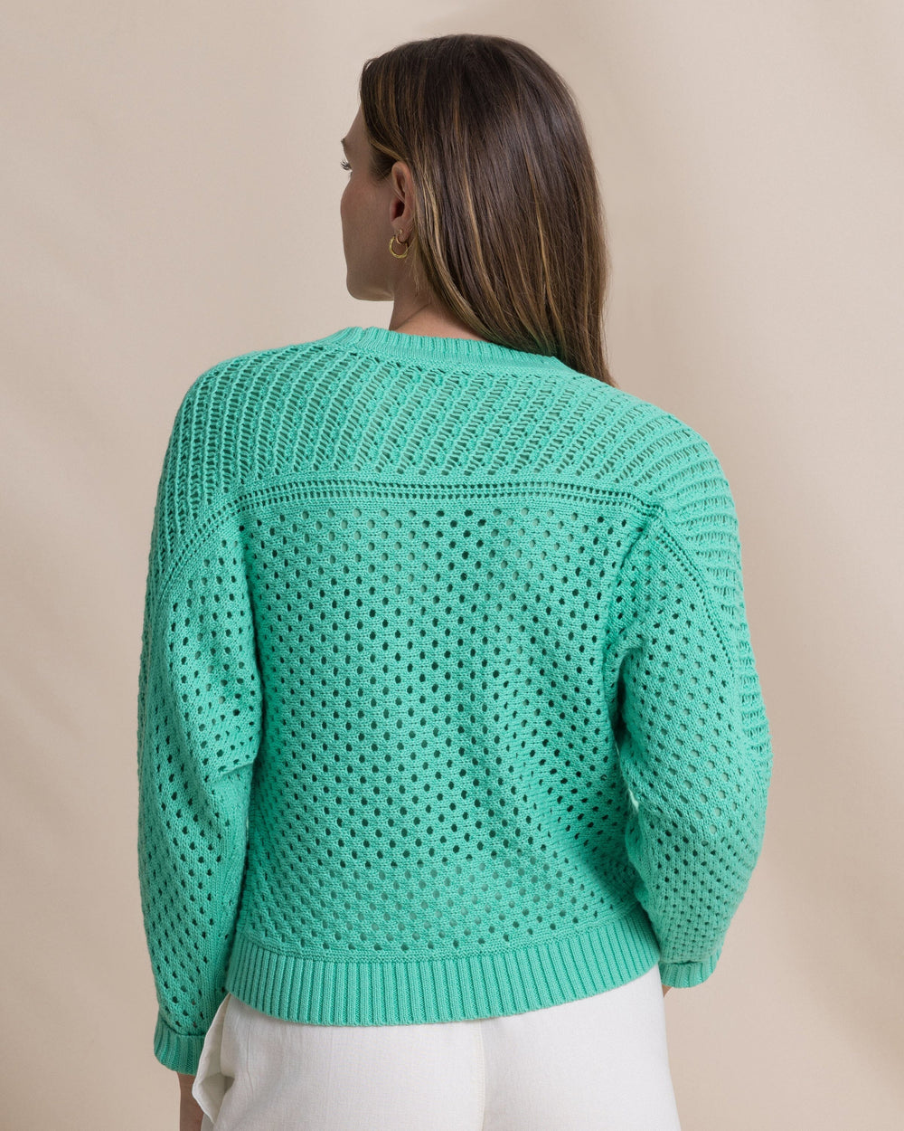 The back view of the Southern Tide Ophelia Open Stitch Sweater by Southern Tide - Florida Keys