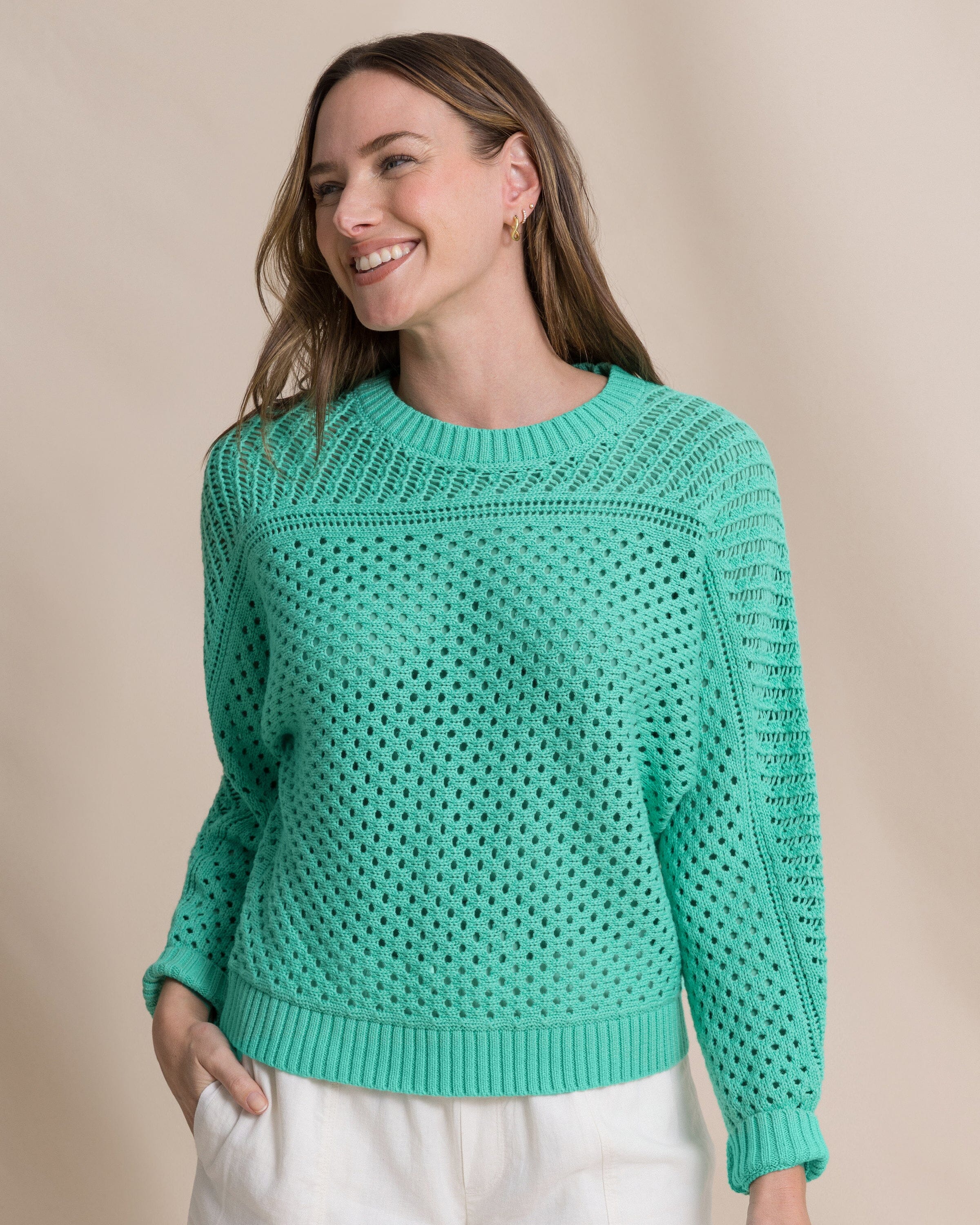 トップス WIND AND SEA Shaggy Knit Sweater MINT M Women's Ophelia Open Stitch Sweater | Southern Tide