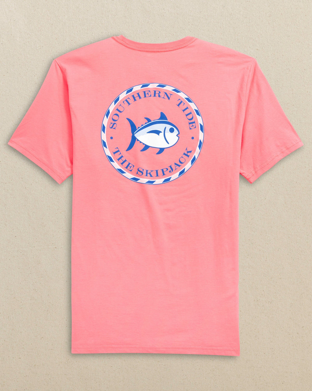 The back view of the Southern Tide Original Circle Skipjack Short Sleeve T-Shirt by Southern Tide - Light Coral