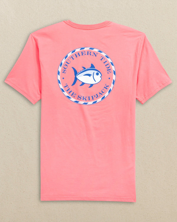 The back view of the Southern Tide Original Circle Skipjack Short Sleeve T-Shirt by Southern Tide - Light Coral