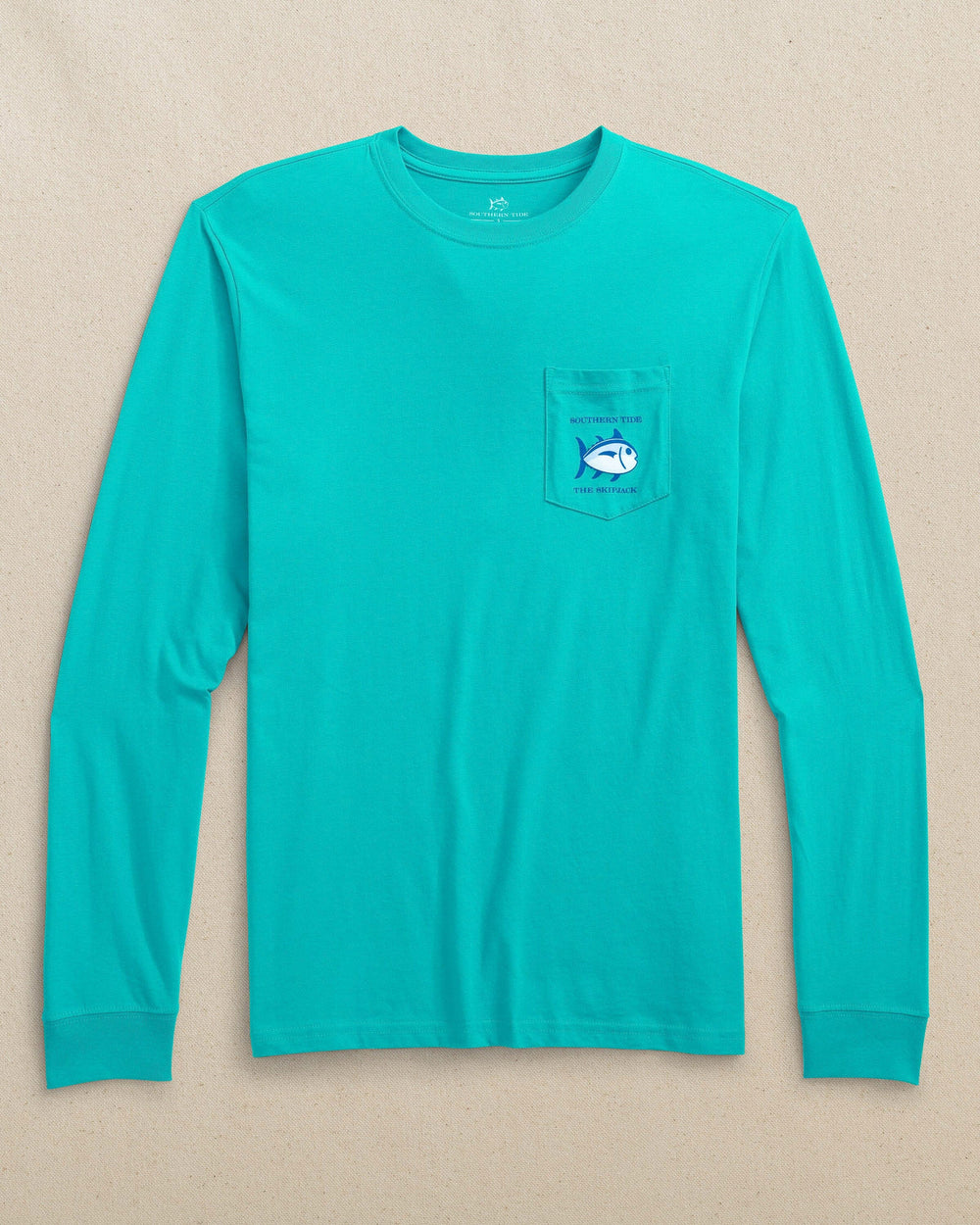The front view of the Southern Tide Original Skipjack Long Sleeve Pocket T-Shirt by Southern Tide - Gulf Stream