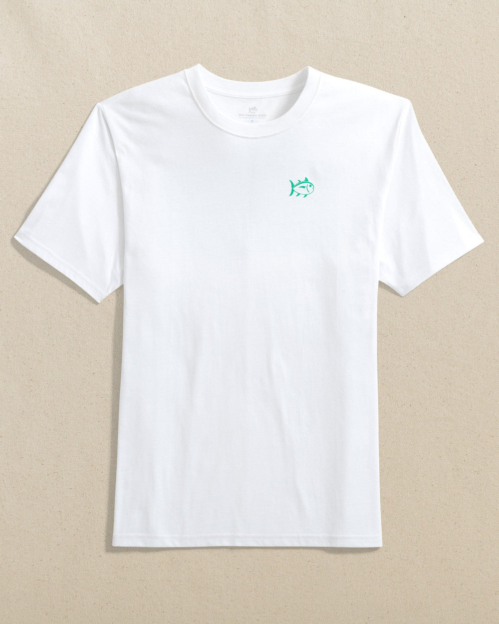 The front view of the Southern Tide Original Skipjack Shark Tooth Short Sleeve T-Shirt by Southern Tide - Classic White