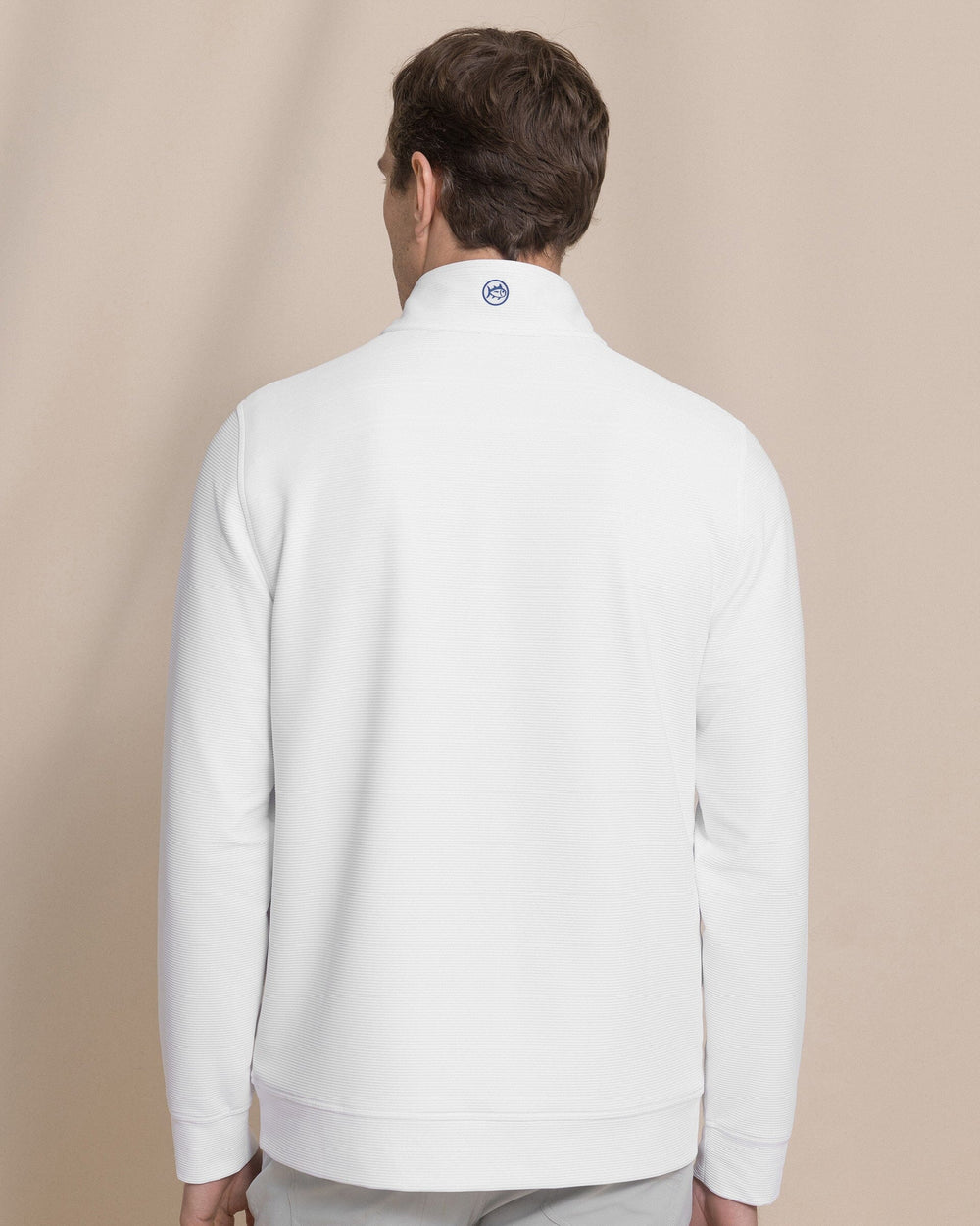The back view of the Southern Tide Ottoman Quarter Zip by Southern Tide - Classic White