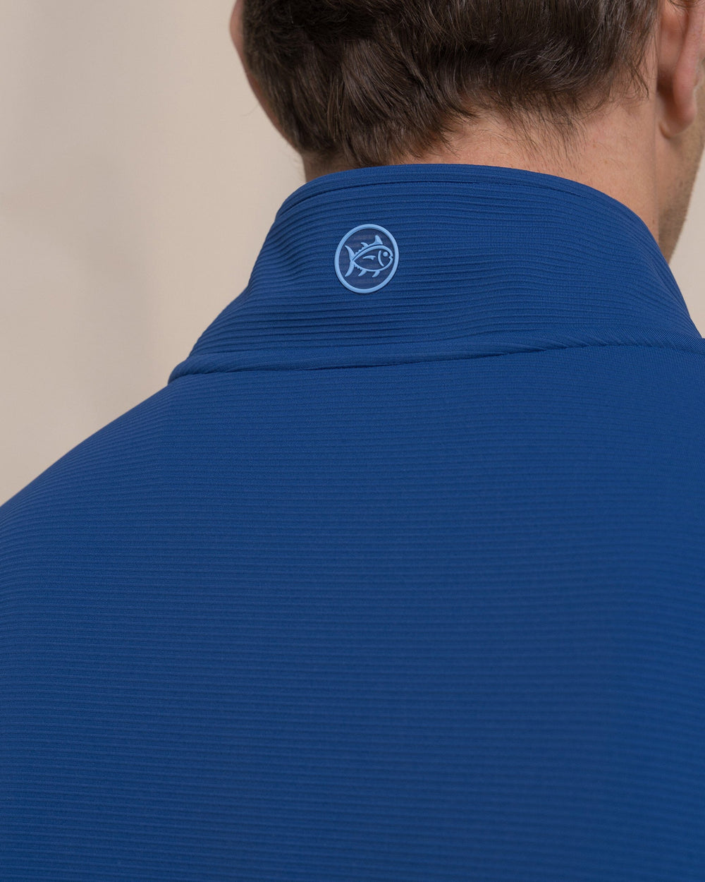 The detail view of the Southern Tide Ottoman Quarter Zip by Southern Tide - Nautical Blue