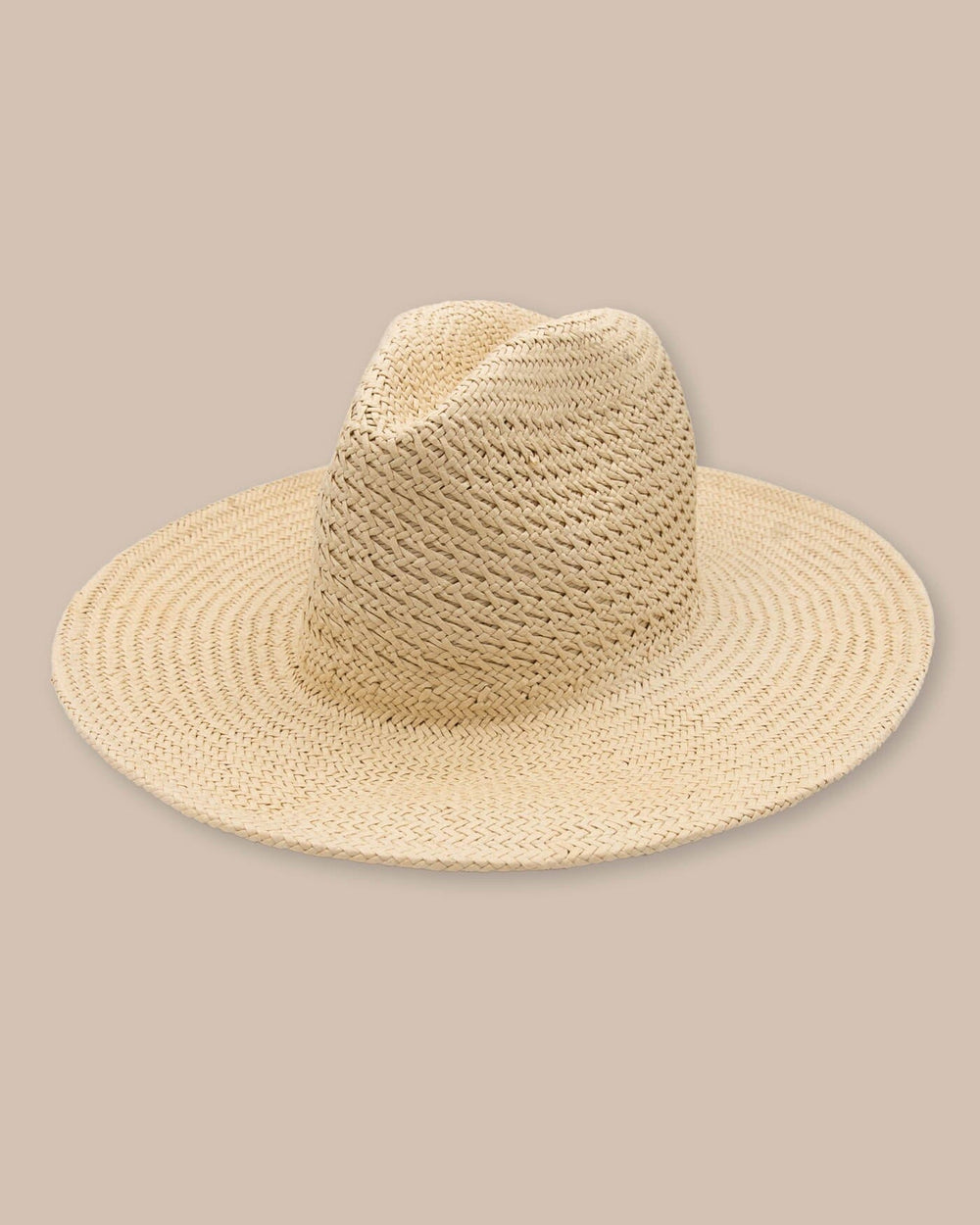 The front view of the Southern Tide Packable Straw Beach Hat by Southern Tide - Natural