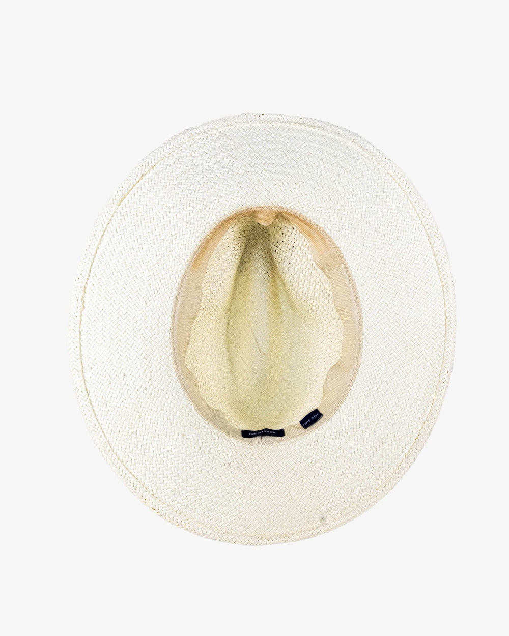 The detail view of the Southern Tide Packable Straw Beach Hat by Southern Tide - White