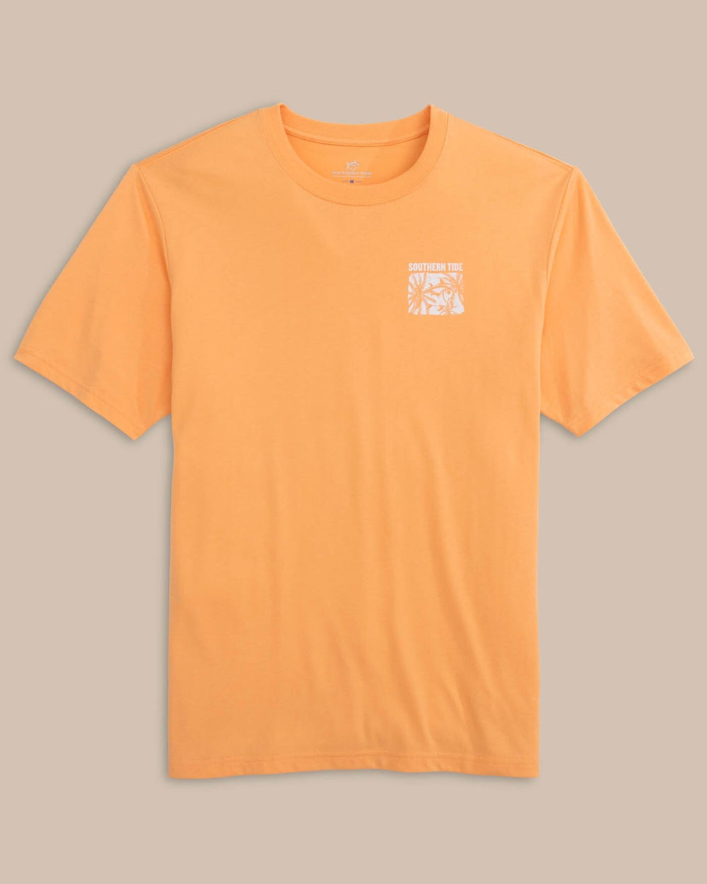 The front view of the Southern Tide Palm and Breezy Short Sleeve T-shirt by Southern Tide - Salmon Bluff Orange