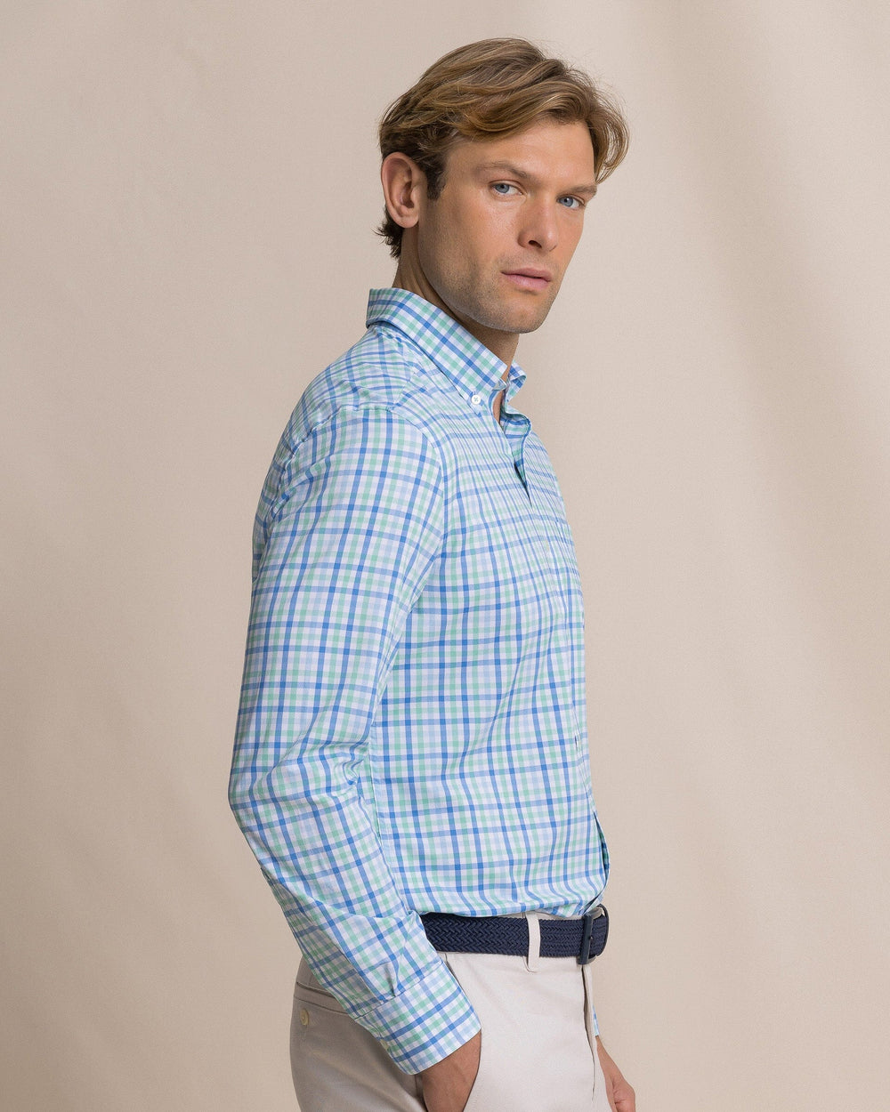 The side view of the Southern Tide Palm Valley Coastal Breeze® Sport Shirt by Southern Tide - Florida Keys