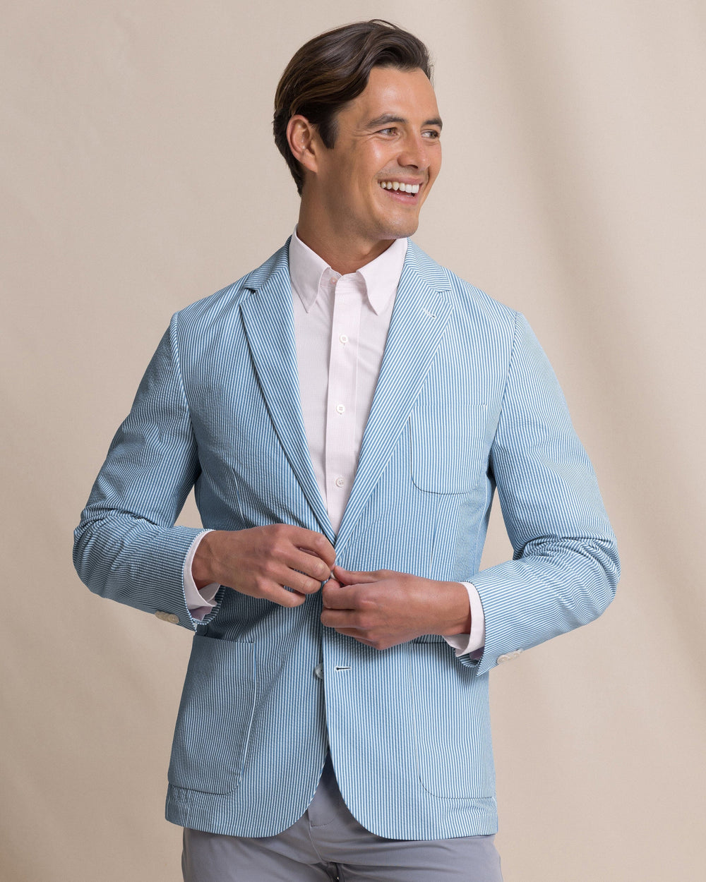 The front view of the Southern Tide Pamlico Seersucker Blazer by Southern Tide - Ocean Channel