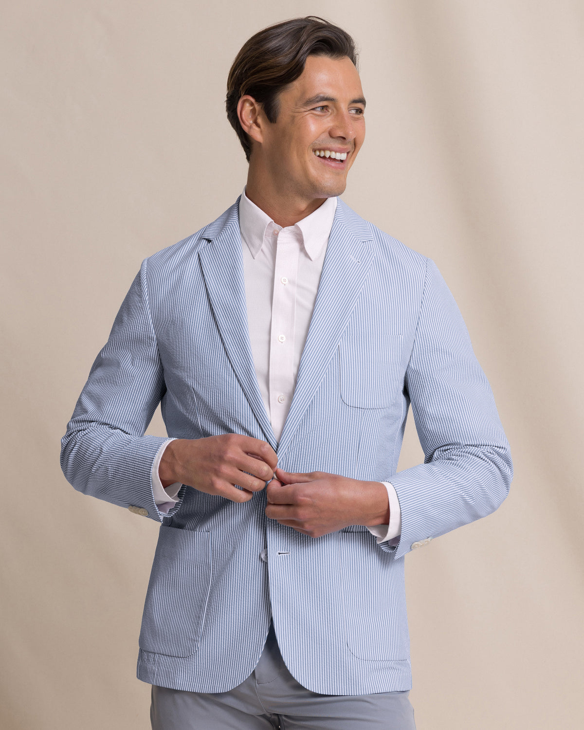 The front view of the Southern Tide Pamlico Seersucker Blazer by Southern Tide - Ocean Channel