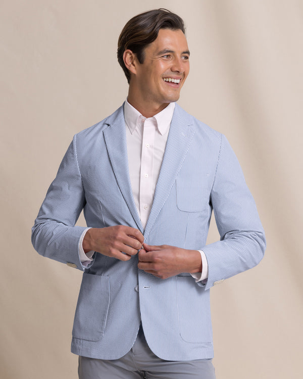 The front view of the Southern Tide Pamlico Seersucker Blazer by Southern Tide - Ocean Channel