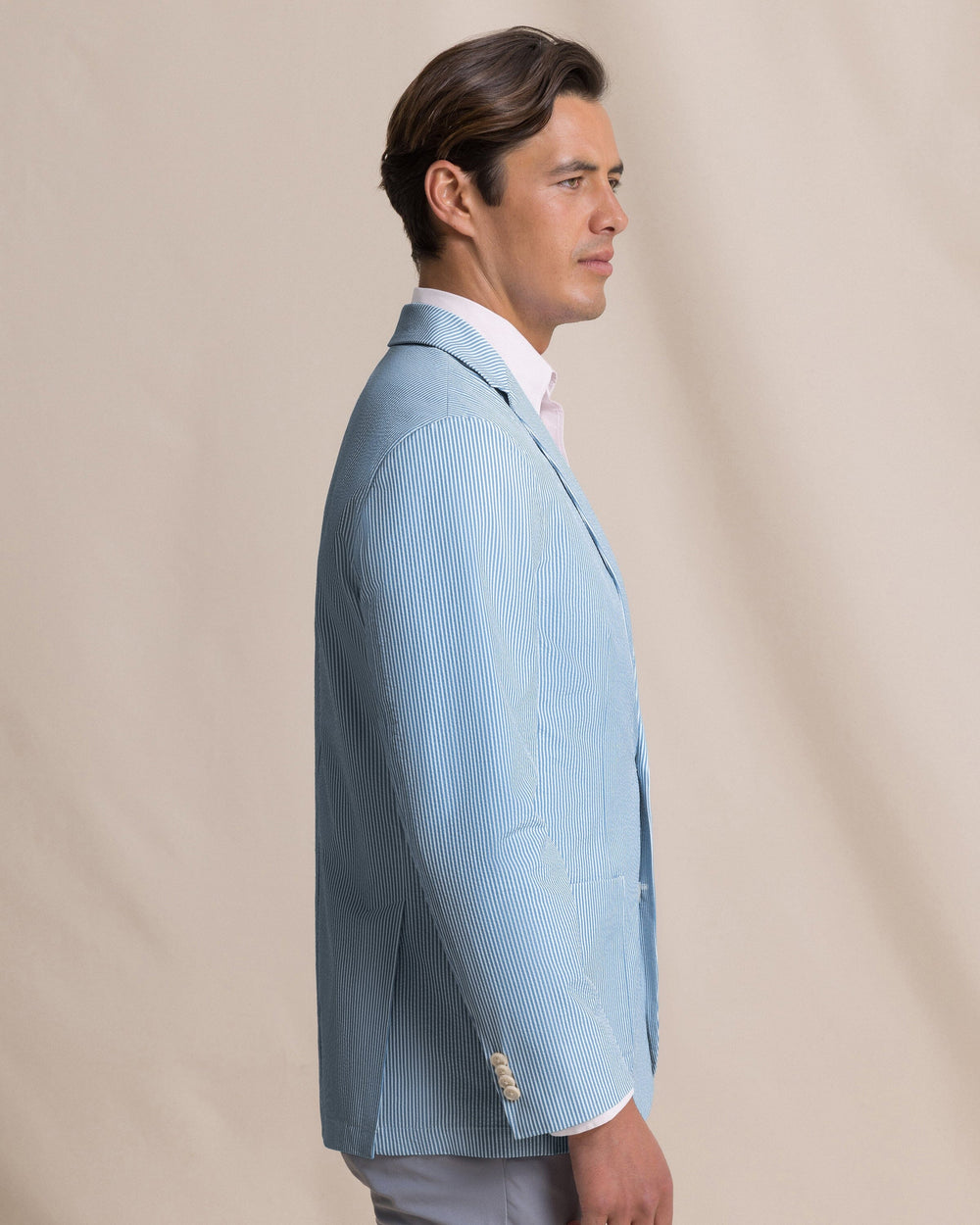 The side view of the Southern Tide Pamlico Seersucker Blazer by Southern Tide - Ocean Channel